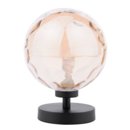 The Lighting Studio Esben Touch Table Lamp Matt Black With Amber Dimpled Glass - thumbnail 2