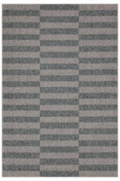 Loomed Grey Stripe Indoor Outdoor Washable Weather Resistant Rug 80Cm X 150Cm
