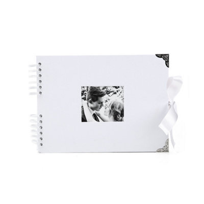 Woodside Home Living Metal Corner Scrap Book Style Photo Album 29Cm X 21.5Cm - White - image 1