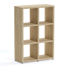 RB UK Boon 6 Cube Shelving Unit Eco-Friendly Bookcase Freestanding Heavy Duty Oak, Made In Austria (H)1120mm (W)740mm (D)330mm
