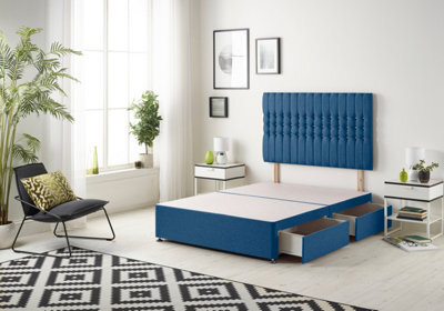 Somnior Beds Somnior Galaxy Plush Navy Divan Bed Base With 4 Drawers And Headboard - Double - image 1