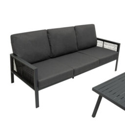 MonsterShop Garden Aluminium 5 Seat Furniture Sofa Set Rattan Alternative Anthracite Grey 4 Piece - thumbnail 6