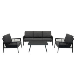 MonsterShop Garden Aluminium 5 Seat Furniture Sofa Set Rattan Alternative Anthracite Grey 4 Piece - thumbnail 4