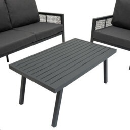 MonsterShop Garden Aluminium 5 Seat Furniture Sofa Set Rattan Alternative Anthracite Grey 4 Piece - thumbnail 9