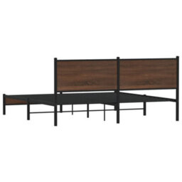 Berkfield Metal Bed Frame Without Mattress Brown Oak 160X200 Cm - thumbnail 7