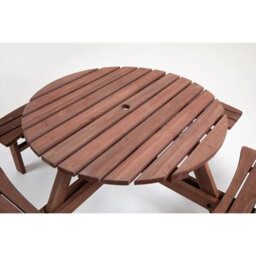 WestWood Birchtree Round Picnic Table 8 Seater Wooden Garden Patio Pub Bench Outdoor Indoor Home Park Furniture - thumbnail 6