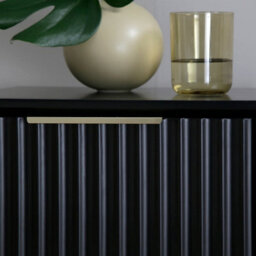 Monza 2 Drawer Bedside Table With Fluted Front  Black - thumbnail 4
