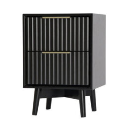 Monza 2 Drawer Bedside Table With Fluted Front  Black - thumbnail 7