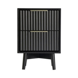 Monza 2 Drawer Bedside Table With Fluted Front  Black - thumbnail 6