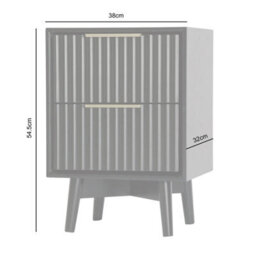 Monza 2 Drawer Bedside Table With Fluted Front  Black - thumbnail 9