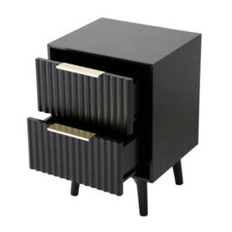 Monza 2 Drawer Bedside Table With Fluted Front  Black - thumbnail 8