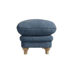 LPD Plumptondenim Blue Footstool Chenille Upholstered With Brown Wood Legs - thumbnail 5