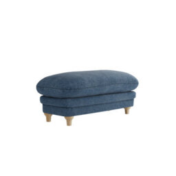 LPD Plumptondenim Blue Footstool Chenille Upholstered With Brown Wood Legs - thumbnail 2