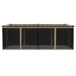 Walplus Gazebo With Mesh Walls Taupe 6X3 M Steel - thumbnail 4