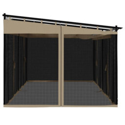 Walplus Gazebo With Mesh Walls Taupe 6X3 M Steel - thumbnail 5