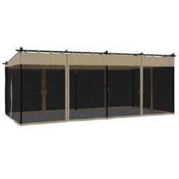 Walplus Gazebo With Mesh Walls Taupe 6X3 M Steel - thumbnail 6