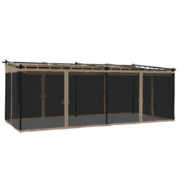 Walplus Gazebo With Mesh Walls Taupe 6X3 M Steel - thumbnail 2