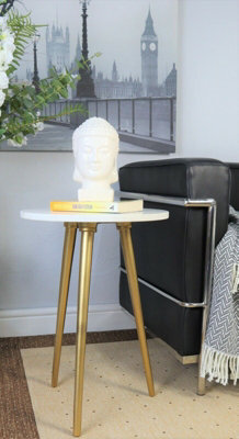 Aspect Furniture Maxine Tripods White Marble Top Side Table,gold Base - image 1