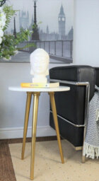 Aspect Furniture Maxine Tripods White Marble Top Side Table,gold Base - thumbnail 1