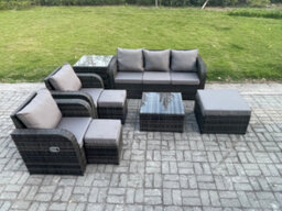 Fimous Patio Garden Furniture Sets Wicker 8 Seater Outdoor Rattan Furniture Sofa Sets With Square Coffee Table - thumbnail 2