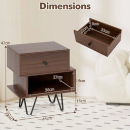 Nightstand Set Of 2 Mid Century Modern End Tables With Drawer - thumbnail 2