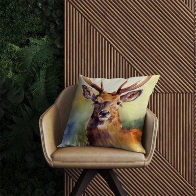 Warren Reed Designer Splendid Stag Watercolour Outdoor Cushion 60Cm X 60Cm