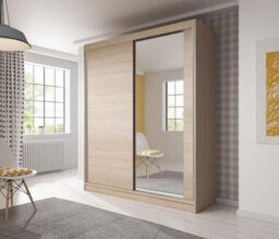 Arte Bella 03 Sliding Door Wardrobe 1830mm Oak Sonoma With Mirrored Door - Contemporary Storage For Elegant Homes - thumbnail 1