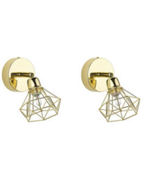 Beliani Set Of 2 Gold Cage Wall Lamps, Adjustable Arms, Gloss Finish, W10 X D16 X H16Cm Each - thumbnail 2
