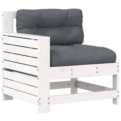 Berkfield Rustic Garden Armrest Sofa With Cushion White Solid Wood Pine
