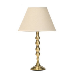 Lighting Supermarket Bergen Slimline Antique Brass Candlestick Table Lamp With Coolie Linen Shade - thumbnail 1