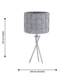 First Choice Lighting Set Of 2 Warner - Chrome Tripod Table Lamps With Grey Felt Shades - thumbnail 7