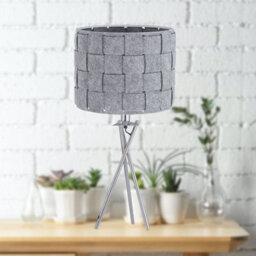 First Choice Lighting Set Of 2 Warner - Chrome Tripod Table Lamps With Grey Felt Shades - thumbnail 3