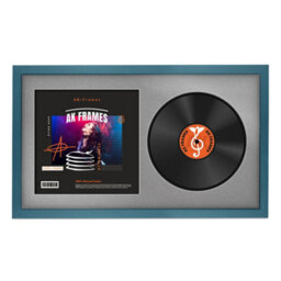 "30X17"" Navy Blue Sleek Vinyl Record Frame With Silver Mount For 12 Inch Lp Album Cover & Disc - Ak Frames" - thumbnail 1