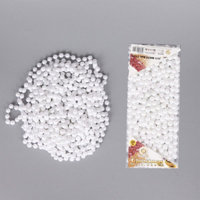 Shatchi White Shiny Christmas Bead Chain Metallic Garland Artificial Pearls Tinsel For Tree Hanging Decorations - image 1