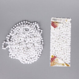 Shatchi  White Shiny Christmas Bead Chain Metallic Garland Artificial Pearls Tinsel For Tree Hanging Decorations