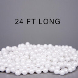 Shatchi  White Shiny Christmas Bead Chain Metallic Garland Artificial Pearls Tinsel For Tree Hanging Decorations - thumbnail 2