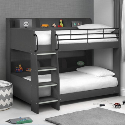 Domino Anthracite Wooden And Metal Kids Storage Bunk Bed Frame - 3Ft Single - image 1