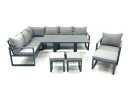 Fimous Aluminum Outdoor Garden Furniture Set Corner Sofa Chair 3 Footstools Adjustable Rising Lifting Dining Table Sets - thumbnail 2