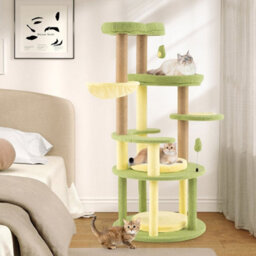 Multi-Level Cat Tree Avocado Theme Cat Tower W/ Wide Perch-Green - thumbnail 4