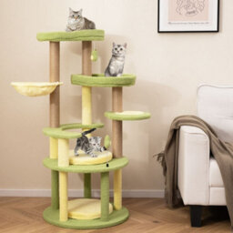 Multi-Level Cat Tree Avocado Theme Cat Tower W/ Wide Perch-Green - thumbnail 5