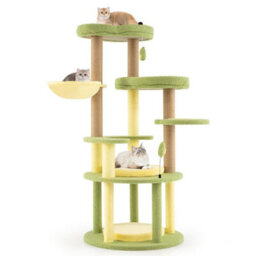 Multi-Level Cat Tree Avocado Theme Cat Tower W/ Wide Perch-Green - thumbnail 1