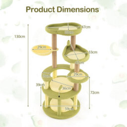 Multi-Level Cat Tree Avocado Theme Cat Tower W/ Wide Perch-Green - thumbnail 2