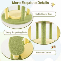 Multi-Level Cat Tree Avocado Theme Cat Tower W/ Wide Perch-Green - thumbnail 3