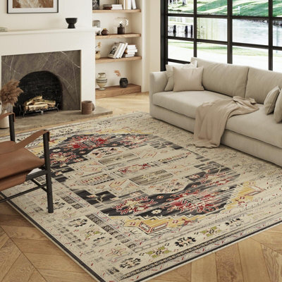 Decoranddecor Living Room Rugs, Washable Area Rugs, 120X170Cm, Non-Slip, Pet Friendly, Low Pile, Geometric Rug - Florin - image 1