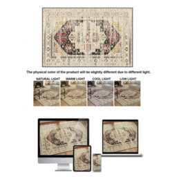 Decoranddecor Living Room Rugs, Washable Area Rugs, 120X170Cm, Non-Slip, Pet Friendly, Low Pile, Geometric Rug - Florin - thumbnail 9