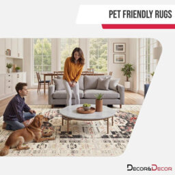 Decoranddecor Living Room Rugs, Washable Area Rugs, 120X170Cm, Non-Slip, Pet Friendly, Low Pile, Geometric Rug - Florin - thumbnail 2
