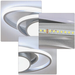 Pheashine Silver Aluminium Double Ring Led Flush Mount Ceiling Light 39W Cool White 6500K For Living Room,kitchen,bedroom,hallway - thumbnail 5