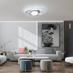 Pheashine Silver Aluminium Double Ring Led Flush Mount Ceiling Light 39W Cool White 6500K For Living Room,kitchen,bedroom,hallway - thumbnail 7