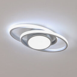 Pheashine Silver Aluminium Double Ring Led Flush Mount Ceiling Light 39W Cool White 6500K For Living Room,kitchen,bedroom,hallway - thumbnail 2