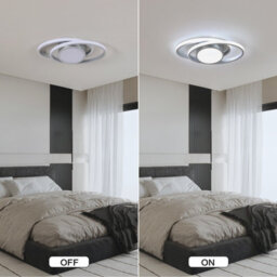 Pheashine Silver Aluminium Double Ring Led Flush Mount Ceiling Light 39W Cool White 6500K For Living Room,kitchen,bedroom,hallway - thumbnail 4